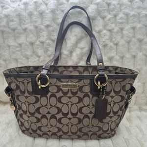 Coach Brown and Tan Signature Tote